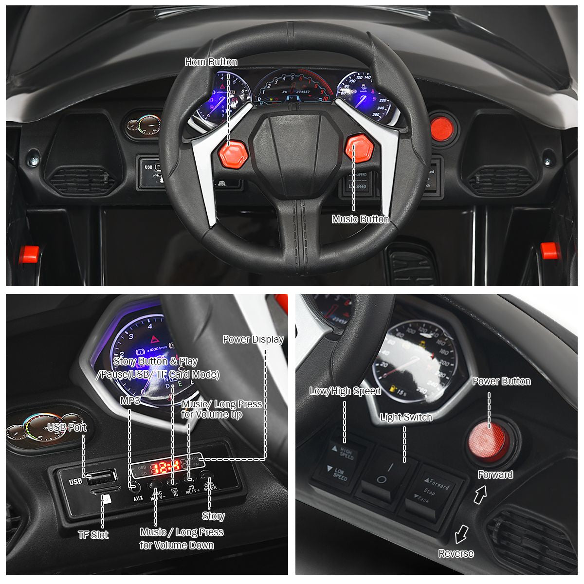 12V Electric Kids Car Wth 2.4G Remote Control and Spring Suspension