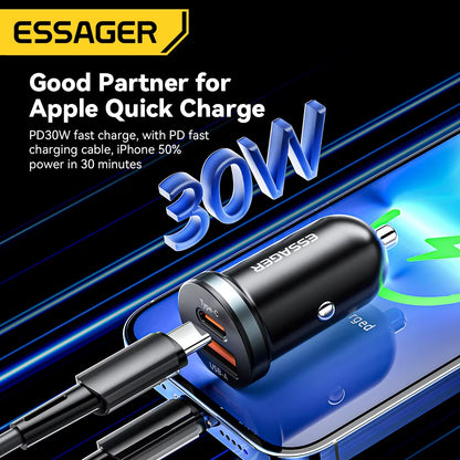 30W USB C Car Charger Type C Quick Charger PD QC 3.0 SCP 5A Fast Charging Car Phone Charge for Iphone Xiaomi Samsung