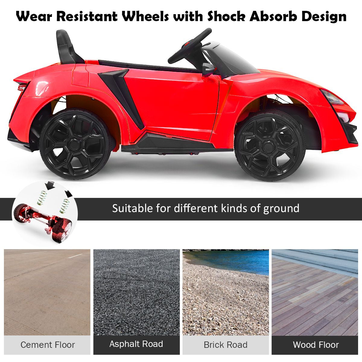 12V Electric Kids Car Wth 2.4G Remote Control and Spring Suspension